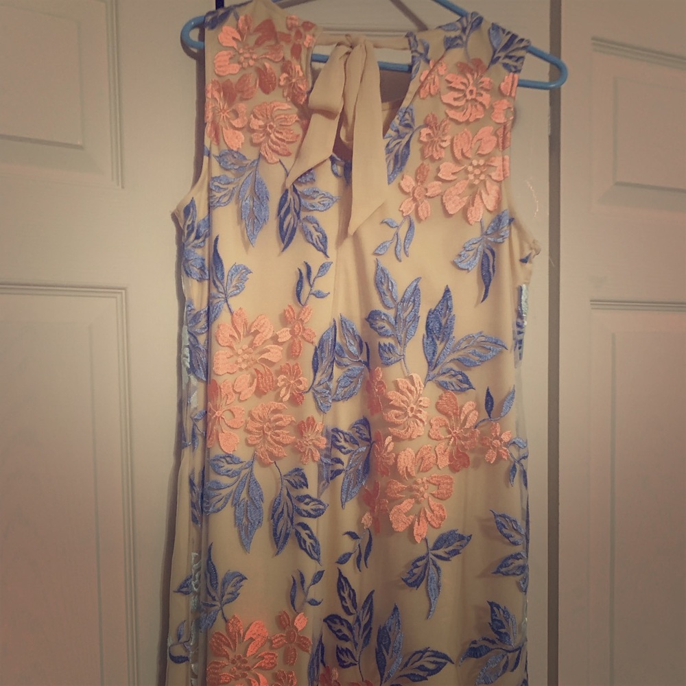 Nude and floral tank dress